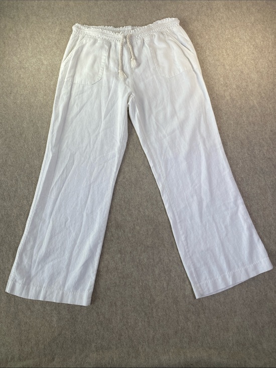 Ci Sono Pants - Ci Sono White Linen Blend Drawstring Wide Leg Pants XL Resort